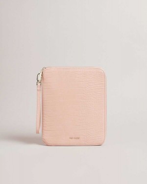 Ted Baker Meyti Imitation Croc A5 Travel Wallet Pale Pink | 34897-OAEI