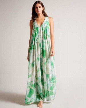 Ted Baker Milasan Abstract Print Maxi Cover Up Green | 14830-LZEV