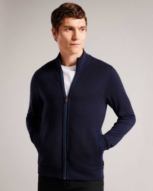 Ted Baker Multy Textured Zip Through Jacket Navy | 61324-USHB