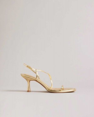 Ted Baker Myloh Metallic Kitten Heel Sandals Gold | 38479-HFOG