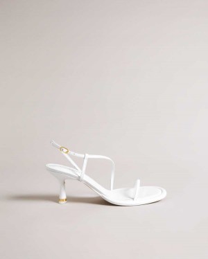 Ted Baker Myloh Metallic Kitten Heel Sandals White | 37185-ZHAD