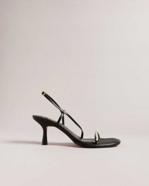 Ted Baker Mypearl Pearl Kitten Heel Sandals Black | 96538-OBAC