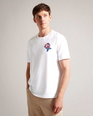 Ted Baker Nation Short Sleeve Coronation T-Shirt White | 31796-DTHV