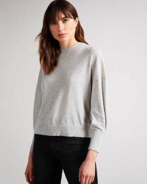 Ted Baker Nicci Sleeve Detailed Jumper Dark Grey | 04385-IBXC