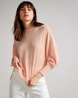 Ted Baker Nicci Sleeve Detailed Jumper Pink | 14072-OBMN