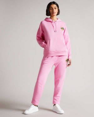 Ted Baker Nicolez Jersey Jogger With Flower Pink | 82574-USWF