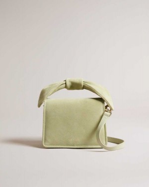 Ted Baker Niyah Soft Knot Bow Mini Cross Body Bag Light Green | 56247-DFNE