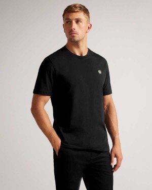 Ted Baker Oxford Short Sleeve T Shirt Black | 75428-VBJW