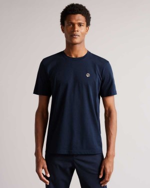 Ted Baker Oxford Short Sleeve T Shirt Navy | 19462-VAZT