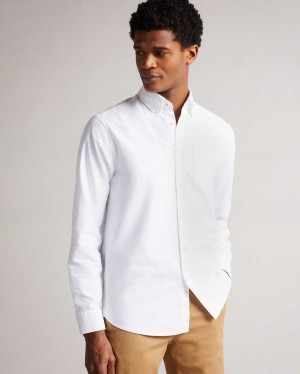 Ted Baker Paplet Long Sleeve Oxford Shirt White | 40895-BFSG