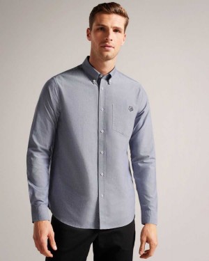 Ted Baker Paplet Long Sleeve Oxford Shirt Black | 28360-FNBJ