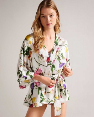 Ted Baker Paulaah Floral Print Kimono Ecru | 86312-IFHY