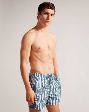 Ted Baker Peaty Butterfly Stripe Print Swim Shorts Medium Blue | 07514-JEOP