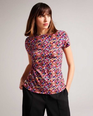 Ted Baker Phebie Confetti Print T-Shirt Black | 26841-TENI