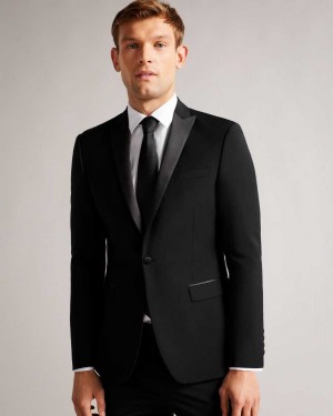 Ted Baker Pinejs Slim Fit Tuxedo Suit Jacket Black | 20917-RMXQ