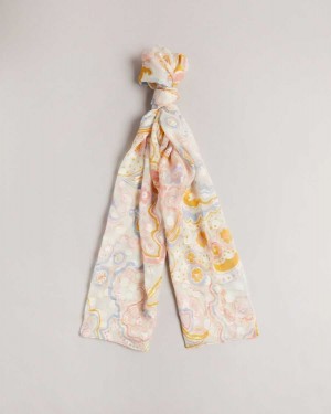 Ted Baker Pondree Paisley Silk Blend Scarf Ivory | 14659-JPQX