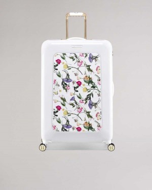 Ted Baker Raideno Scattered Bouquet Large Trolley Case White | 92068-FGBC