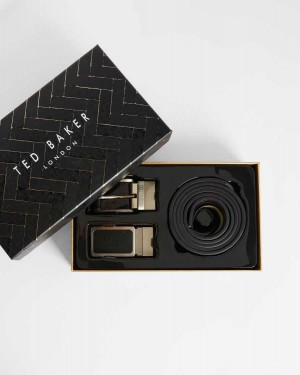 Ted Baker Rate Casual Belt In A Box Black | 57843-SQGY