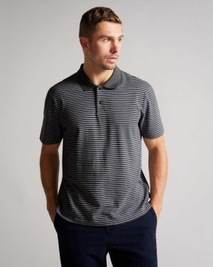 Ted Baker Ravens Striped Pique Polo Grey-Marl | 95843-GXQD