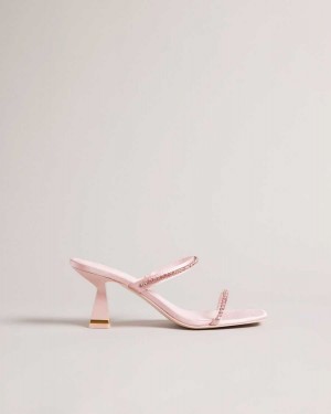 Ted Baker Rinita Diamante Satin Kitten Heel Sandals Pale Pink | 93061-WUTB