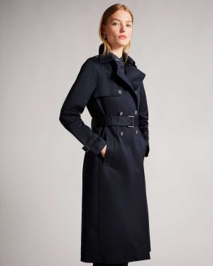 Ted Baker Robbii Lightweight Showerproof Trench Coat Navy | 35267-FWDP