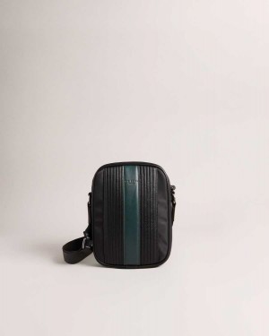 Ted Baker Rockie Core Twill PU Striped Large Flight Bag Black | 46875-ACML