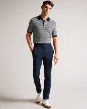 Ted Baker Rodny Irvine Slim Fit Elasticated Trousers Navy | 71864-EXQW