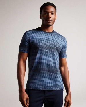 Ted Baker Ronete Regular Fit Geometric T-Shirt Dark Blue | 79081-XCVN