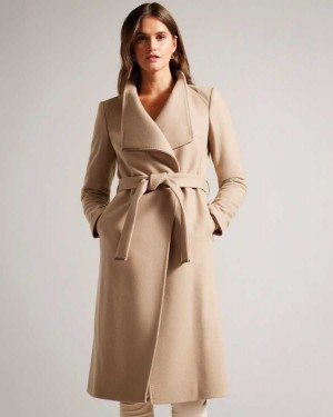 Ted Baker Rose Wool Wrap Coat Camel | 25403-RSIV