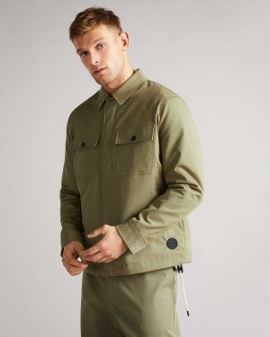 Ted Baker Roster Cavalry Twill Wadded Jacket Pale Green | 74291-PABF