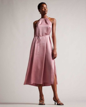 Ted Baker Roxieyy Halterneck Midaxi Dress Dusky Pink | 52693-QKWN