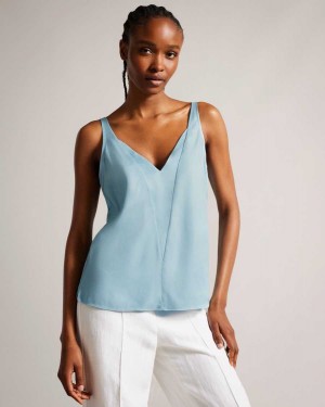 Ted Baker Rubiez Double Layer Effect Cami Sky Blue | 80793-TKMQ