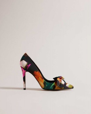 Ted Baker Ryoh Art Print Heeled Court Shoes Black | 10468-GXKP