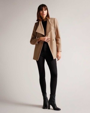 Ted Baker Rytaa SHORT WOOL WRAP COAT Natural | 10536-UHWS