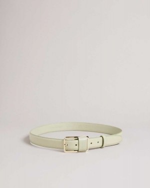 Ted Baker Saaman Leather Loop Buckle Belt Green | 89514-PIXU