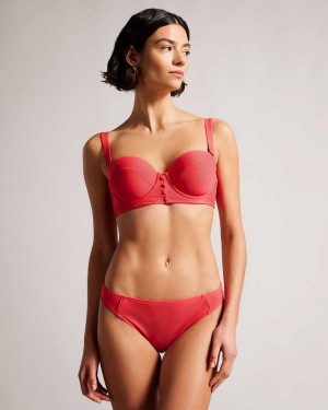 Ted Baker Santine Balconette Bikini Top With Button Details Coral | 50846-UWKQ