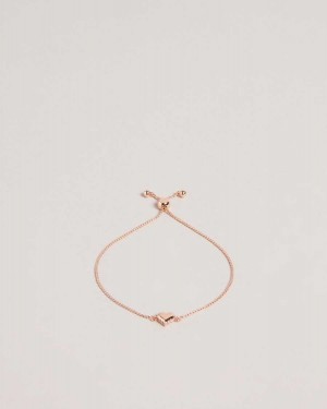 Ted Baker Sarsah Sparkle Heart Drawstring Bracelet Rose Gold Colour | 24609-OJHK