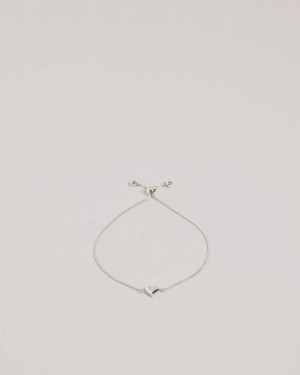 Ted Baker Sarsah Sparkle Heart Drawstring Bracelet Silver Colour | 08921-QDTY