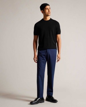 Ted Baker Shakert Slim Fit Herringbone Trousers Navy | 42190-ZANQ