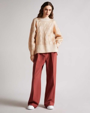 Ted Baker Sidonyy MIB Cable Knit Jumper Pink | 90835-OLVQ