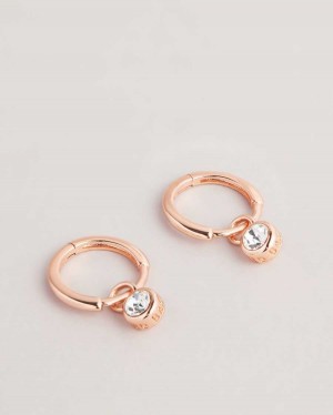 Ted Baker Sinaala Crystal Huggie Earrings Rose Gold Colour | 21975-EJGP