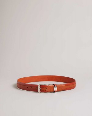 Ted Baker Siymon Mixed Texture Leather Belt Tan | 60719-QGDE