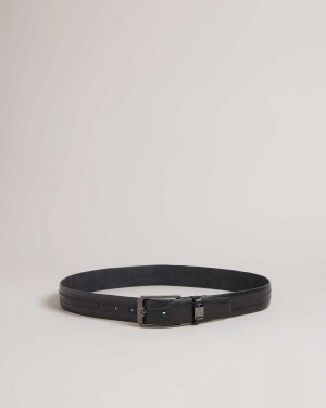 Ted Baker Siymon Mixed Texture Leather Belt Black | 94716-IJQT