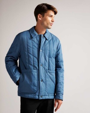 Ted Baker Skelton Quilted Workwear Jacket Medium Blue | 80475-BTVM