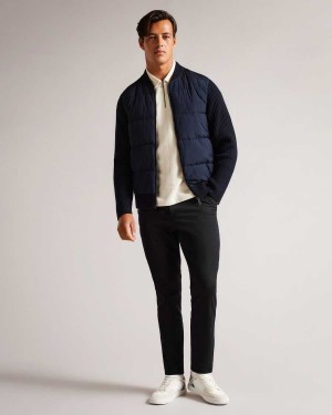 Ted Baker Spores Long Sleeve Wadded Zip Through Jacket Navy | 50741-ZDXQ