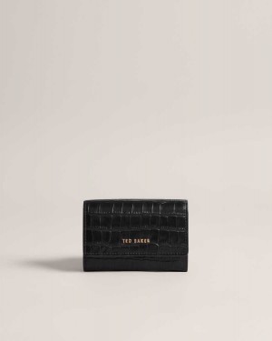 Ted Baker Sten Leather Imitation Croc Purse Black | 16592-SRYD