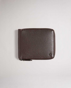 Ted Baker Stephen Zip Around Leather Bifold Wallet Brown-Chocolate | 32075-SEFG