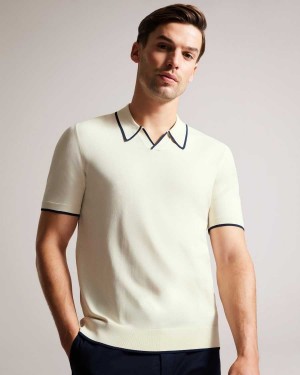 Ted Baker Stortfo Short Sleeve Rayon Polo Shirt Stone | 95624-LDFX