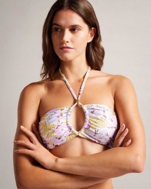 Ted Baker Telisea Cut Out Detail Bikini Top White | 17650-QSFJ