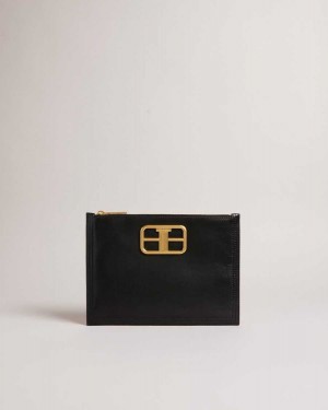 Ted Baker Tikila Statement Hardware Clutch Black | 62098-CGRN